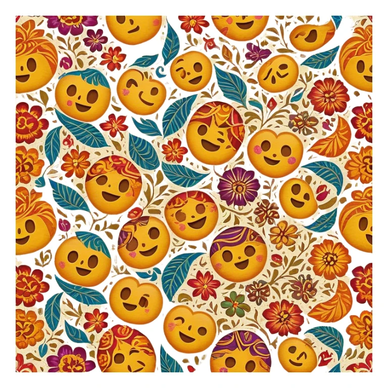 Cinematic Realistic Indonesian Batik Emoji, depicted as a richly patterned textile with intricate colorful designs, rendered with vivid textures and dynamic cultural lighting that captures its artistic heritage. sticker