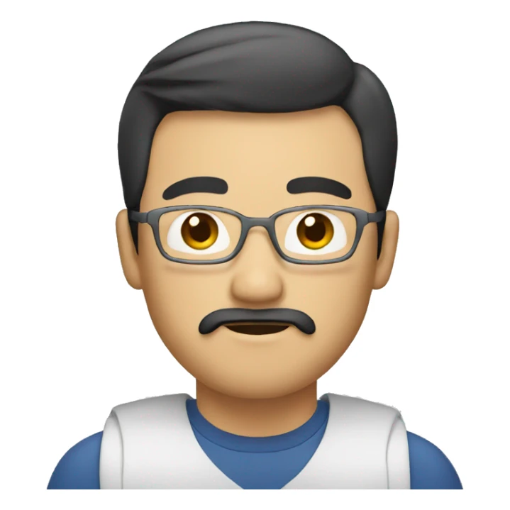 asian man with slight beard and moustache and chin moustache with a laptop sticker