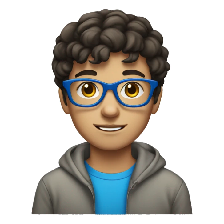 teen boy brunette with blue glasses sticker