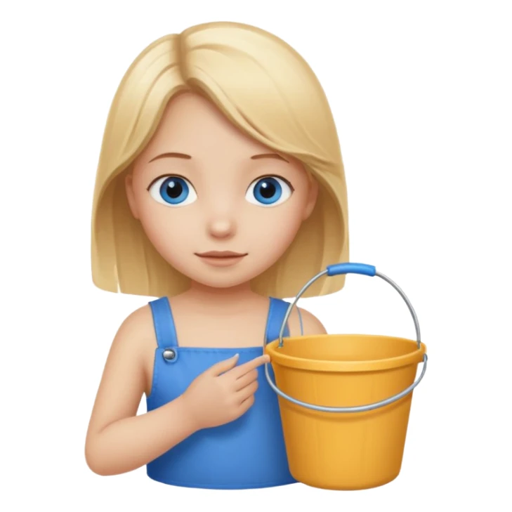 kid girl with sand bucket sticker