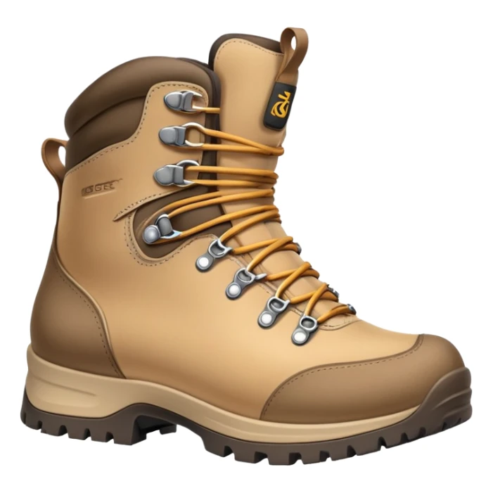beige hiking boots with Gore-Tex waterproof technology sticker