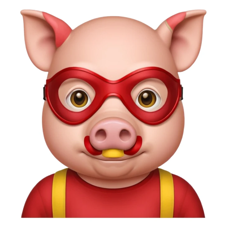 a pig hero with yellow mask and wearing shirt sticker