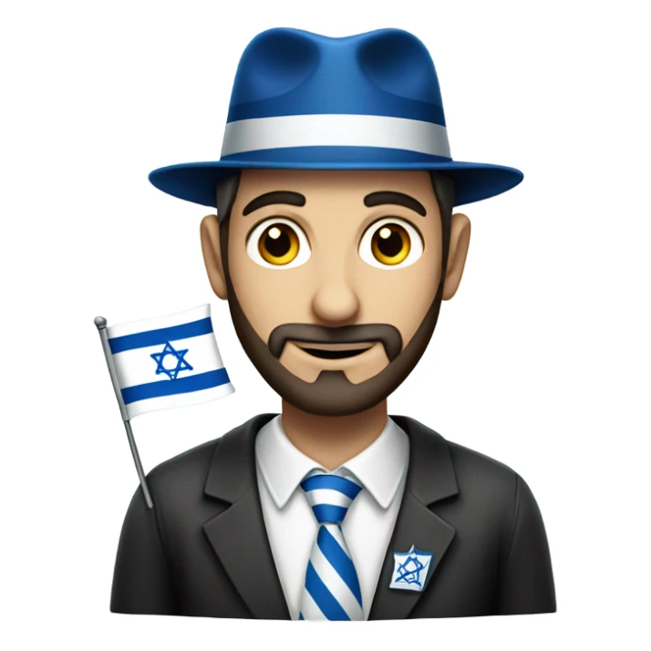 A Jewish man with a Israeli flag sticker