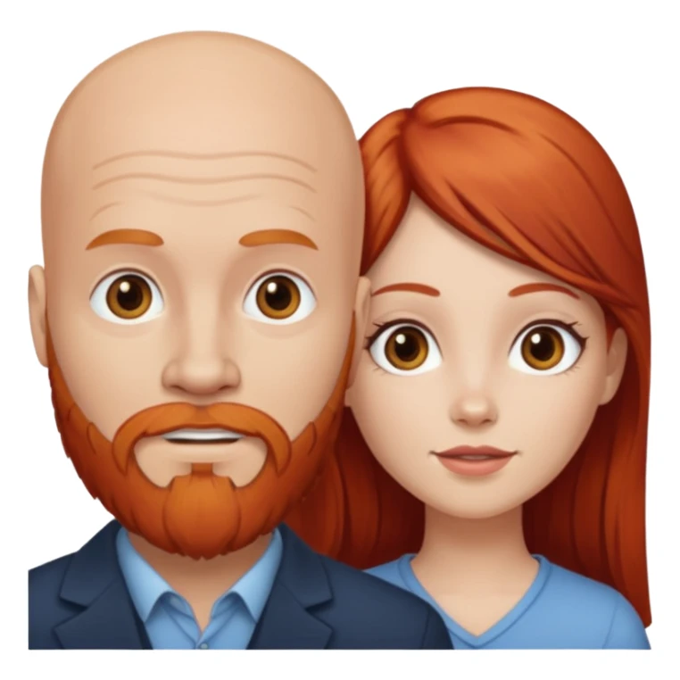 White bald man with red beard white girl with long brown hair  sticker