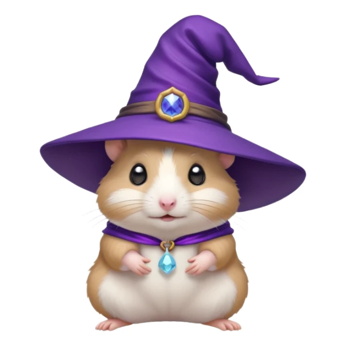 cute hamster wearing a purple witch hat sticker