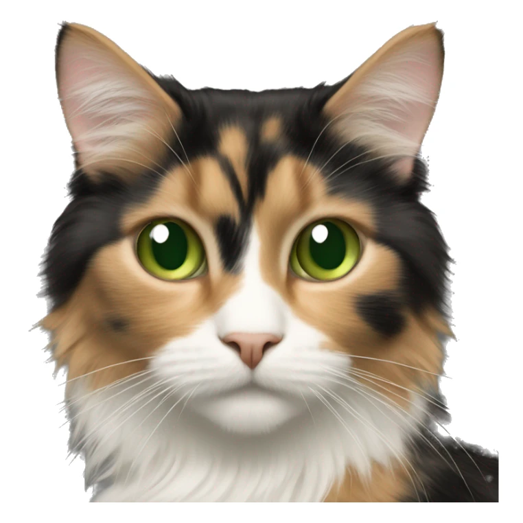Calico long haired cat green eyes sticker