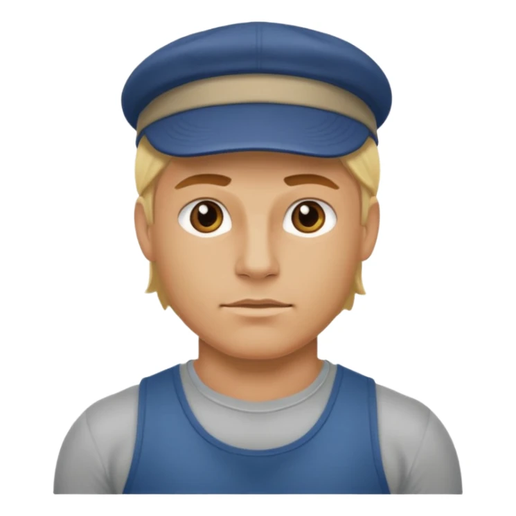 Homme fort blond  casquette sticker