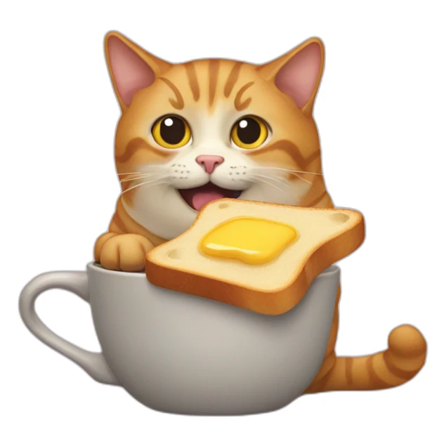 cat with a buttered toast securely tied to its back sticker