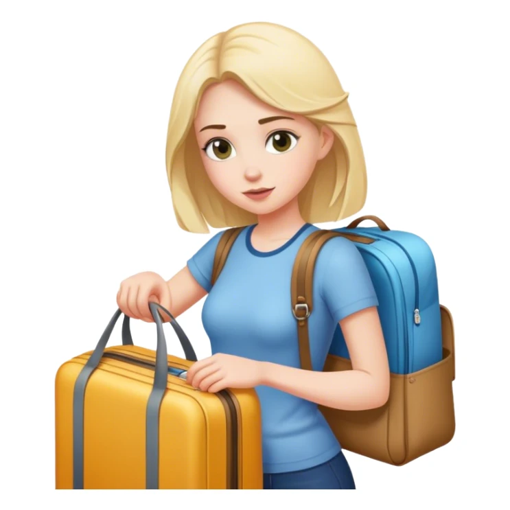 Katie packing her bags sticker