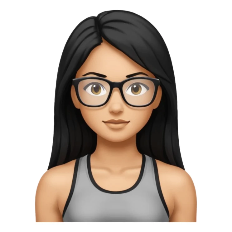 Mujer fitness con lentes y cabello largo negro sticker