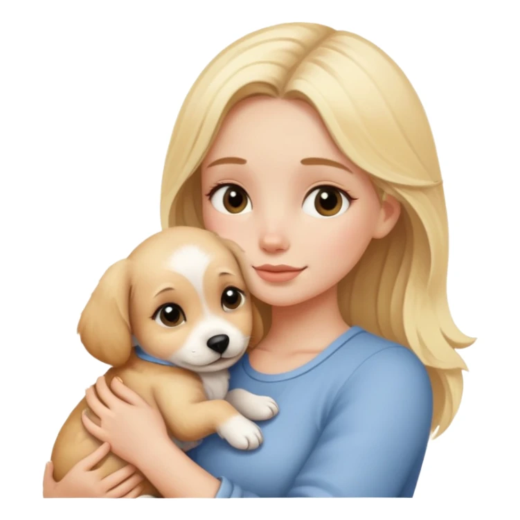 Blonde girl hugging puppy sticker