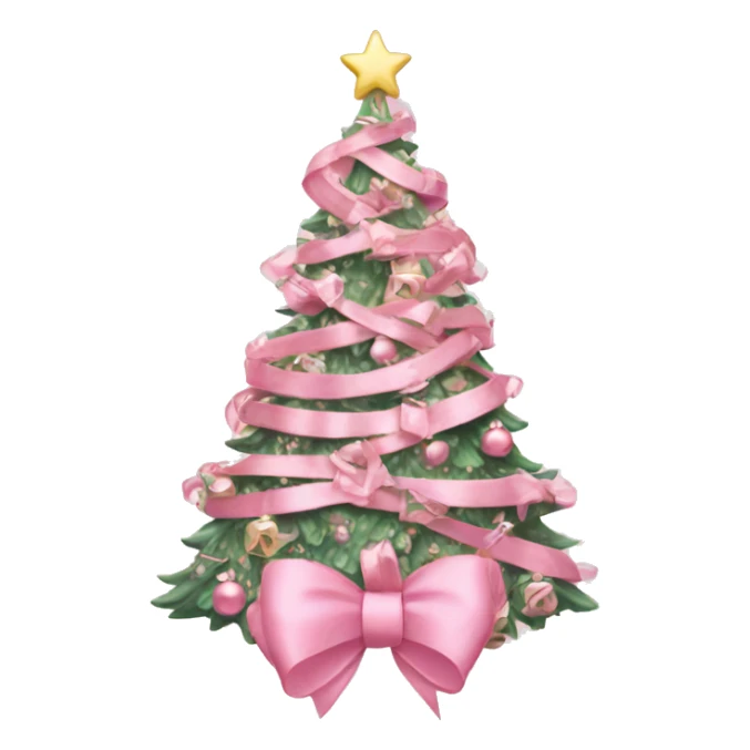 pastel pink decorated christmas tree with a pink bow and ribbons  sticker