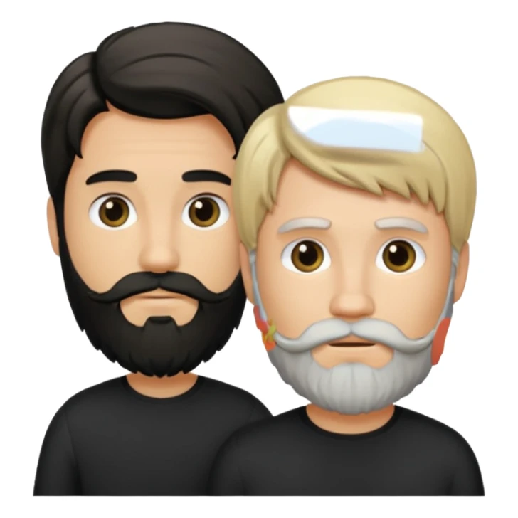 Man with a beard and long hair black gathered with another short-haired blond man sticker