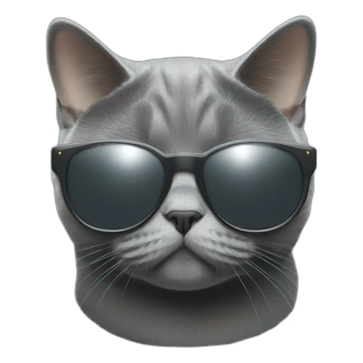 deep gray British Shorthair Cat with sunglasses use camera sticker