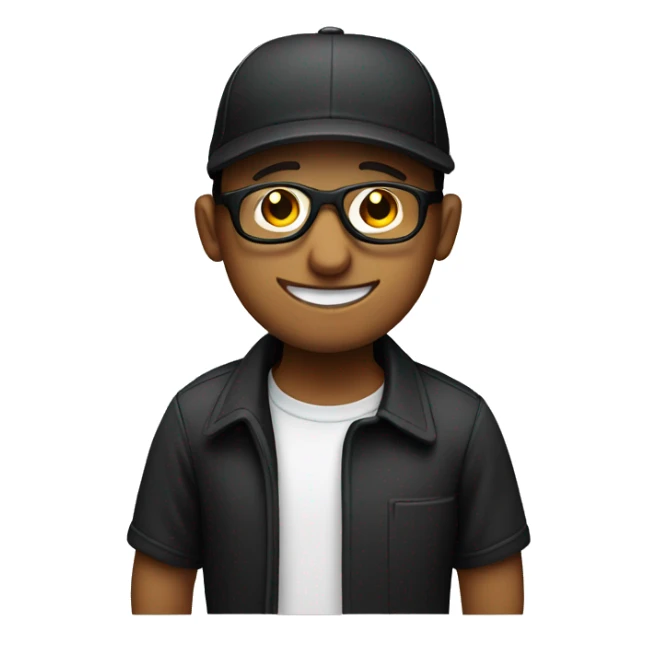 smily face man wear black cap and glasses sticker