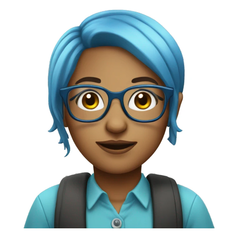 nerdy librarian with blue hair and glasses girl sticker