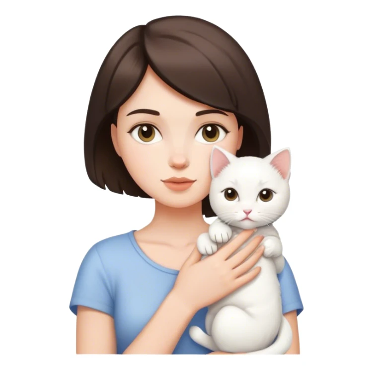 White kitty sleeping on brunette white girl short hair  sticker