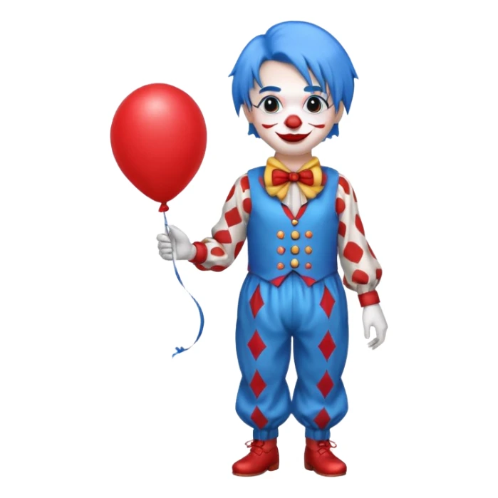 circus clown blue hair with balloon ffullbody sticker