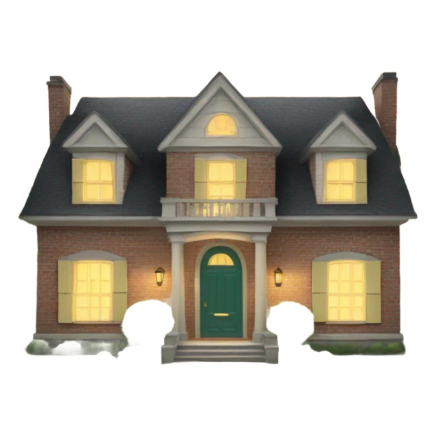 A very large house with the front door wide open, inside is a letter sticker
