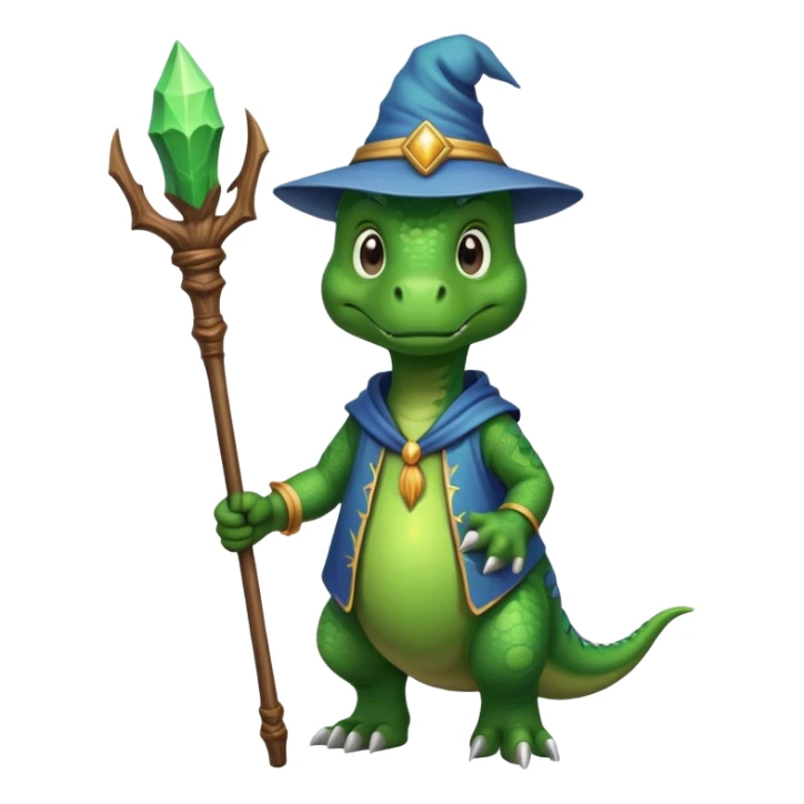 Un dinosaurio mago y baston sticker