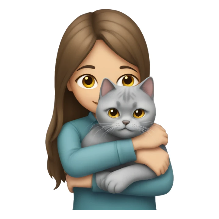 Girl hugging a british shorthair cat sticker