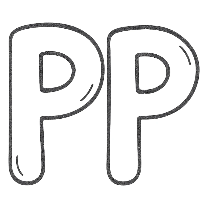 gigantic 'pp' in a playful icon style, rounded edges, friendly and approachable sticker