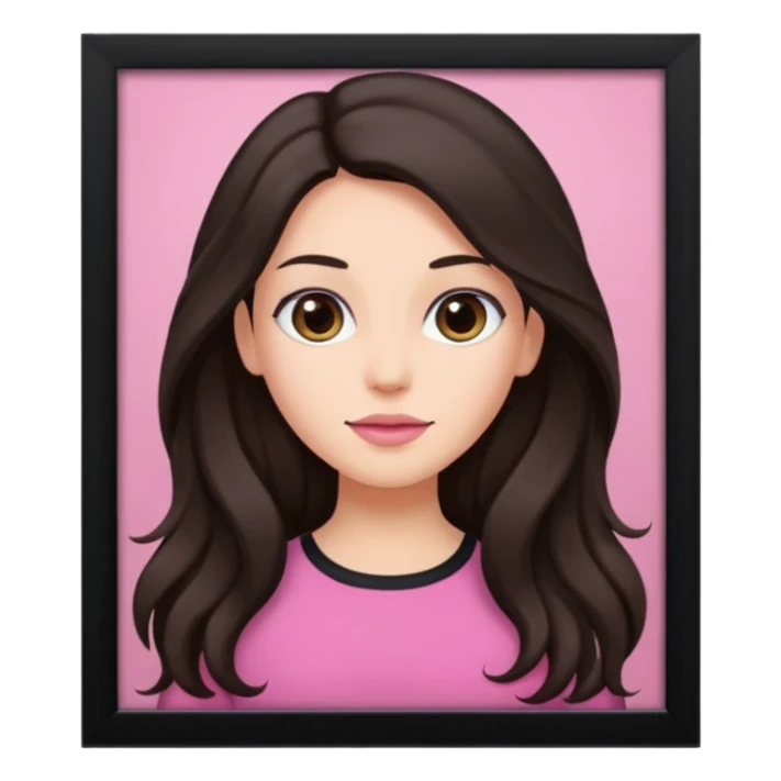 pink girly framed picture of a long hair brunette  sticker