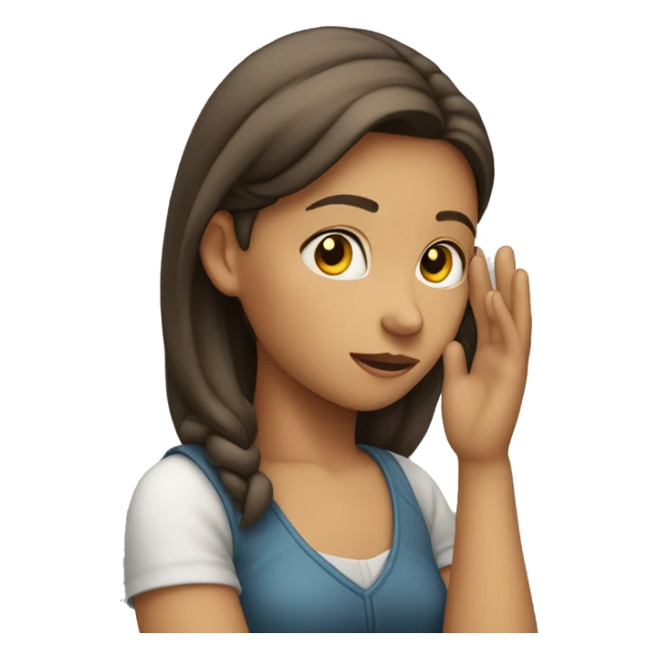human girl with hand behind ear listening sticker