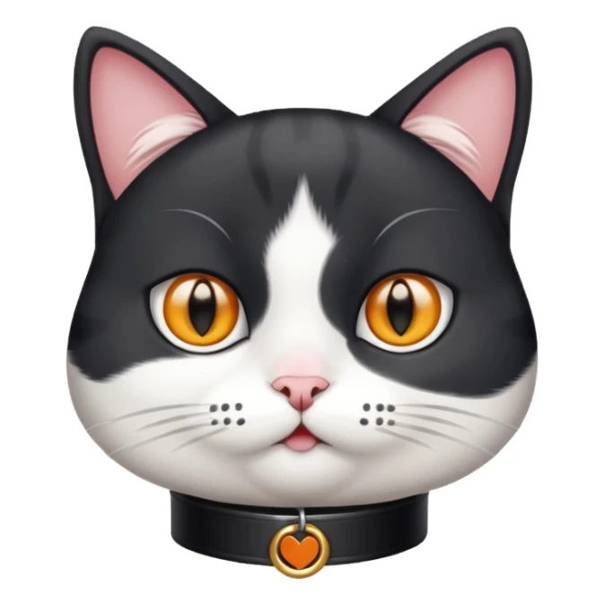 black and white cat with collar that says Boo sticker
