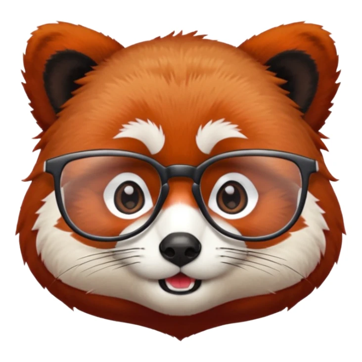 A red panda with serious eyes and a furrowed brow, and glasses. sticker