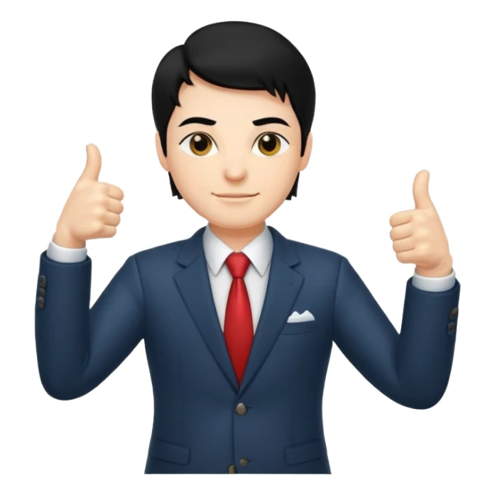Boss with thumbs up black hair sticker