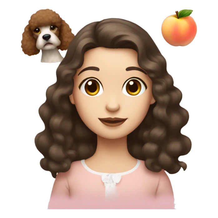 Brunette girl is pale with a peach poodle sticker