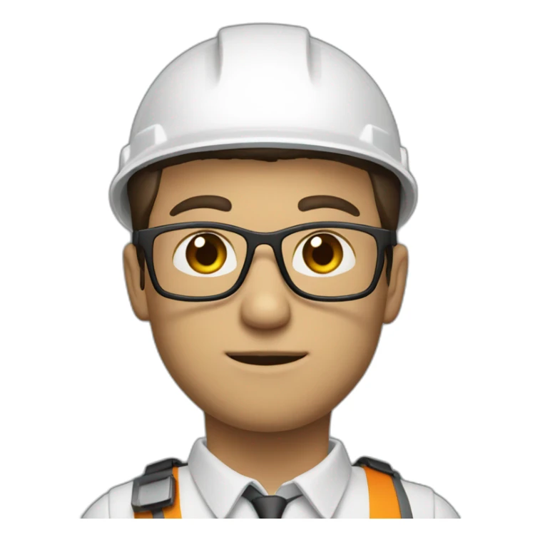 Engineer, white hard hat, fair skintone, bad haircut, glasses sticker