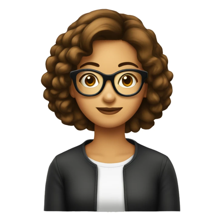 Fille a lunettes cheveux lisses brun mi-court sticker