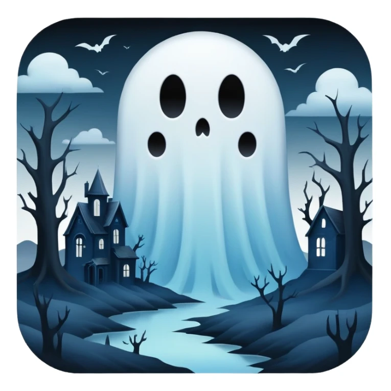 Ghostly Pastel Dark Dull Black Blue White Spectral Gloomy Dusky Dystopian Apocalyptic Aesthetic Scenery Deco sticker