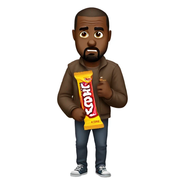 kanye west angry and holding a twix bar sticker