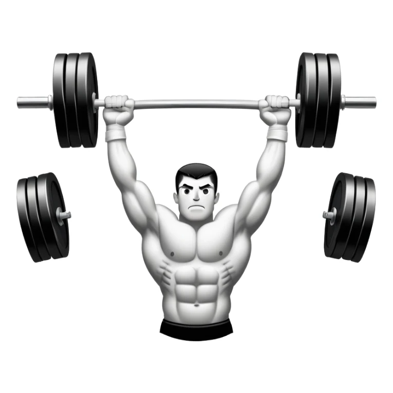 Powerlifting emblem featuring a stylized barbell with heavy weights on each side, flanked by muscular arms gripping the bar. The design is bold and dynamic, symbolizing strength and determination. The background is minimal, focusing on the emblem itself, with a sleek and professional look.  sticker