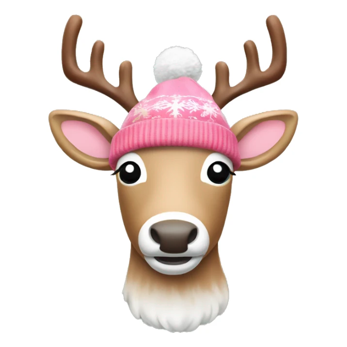 Rudolf the reindeer with a red nose and a light pink Christmas beanie sticker