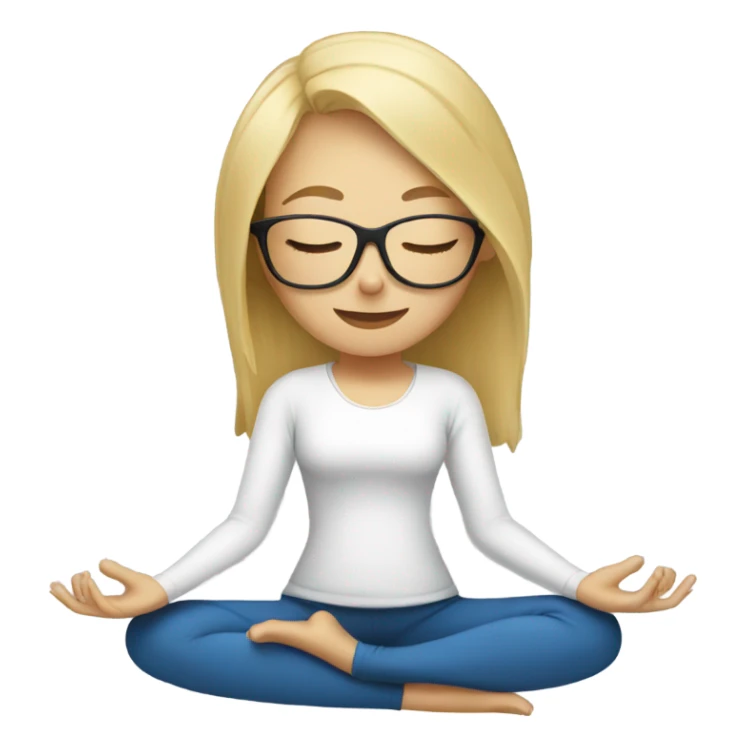 Blonde lady doing yoga with closed eyes wearing glasses  sticker