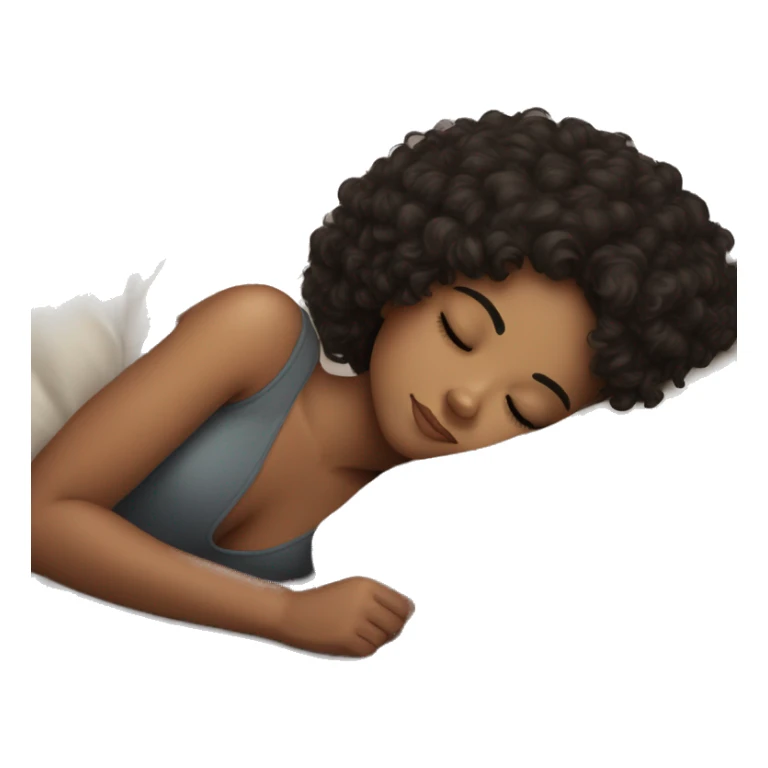 Sleeping girl on pillow dark curly hair sticker