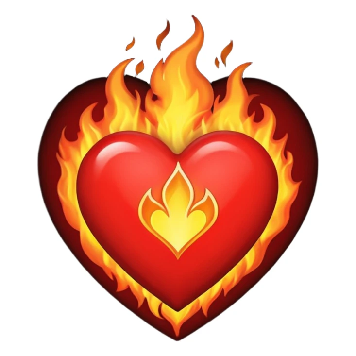 A red heart with bright flames on top, blending realistic fire with a slightly gothic cartoon style. Inside the heart, in small bold gothic text, it says:
Pyromaniacs   sticker