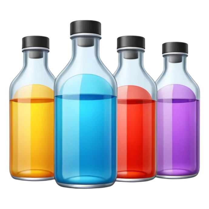 embalming fluid bottles in different colors with different logos sticker