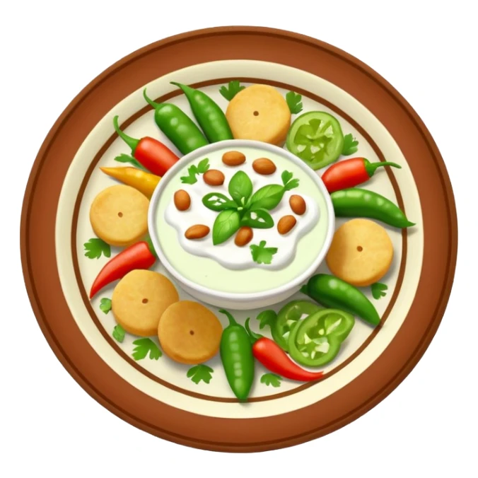 Pakistani dish named chaat its has yougurt and green chilli and vegetables in it mix it all sticker