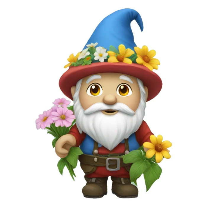 Gnome with flowers sticker