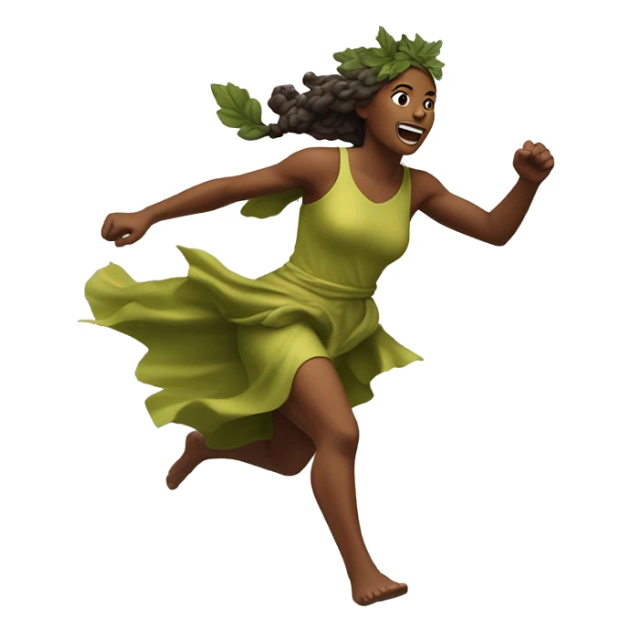 leafy fall goddess sprinting, with a large stride and arms outstretched sticker