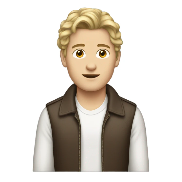 white boy with earrings and a brunette mullet sticker