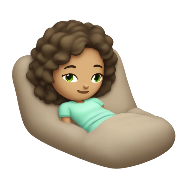 oatmeal skin girl brunette with green eyes sleeping sticker