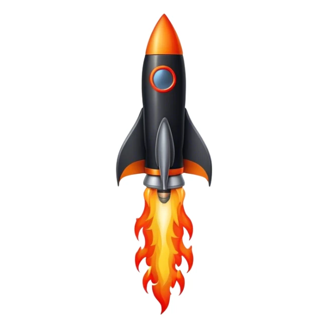 fine black rocket with fire color france sticker