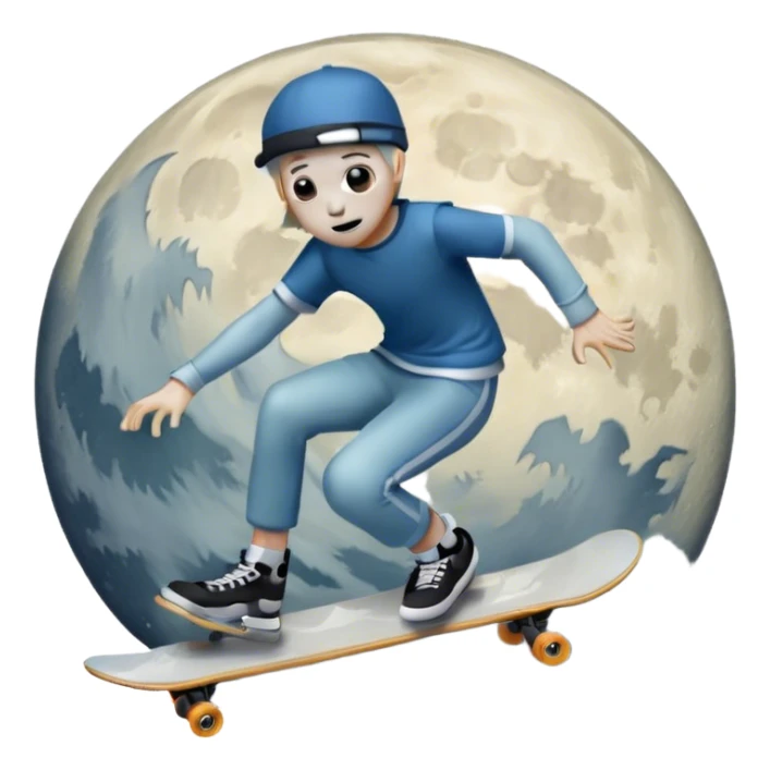  ghost skater boi sk8 boarding under a moon sticker