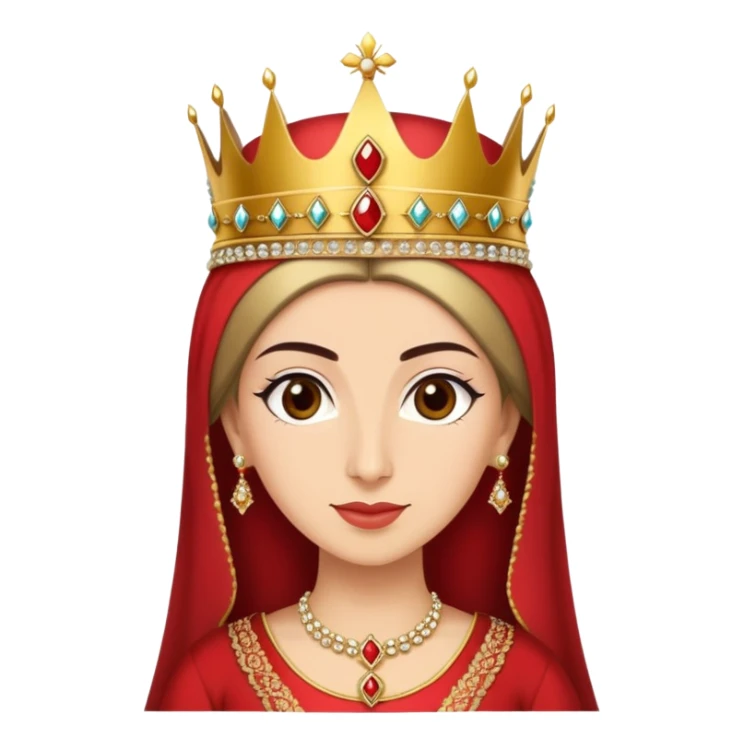 Ottoman queen with red dress and crown, imperial Turkish royal attire sticker